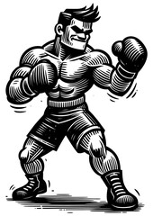 Boxing Champ Linocut