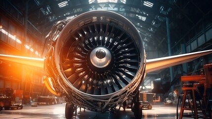 Aircraft engine. Aircraft engine repair and maintenance - obrazy, fototapety, plakaty