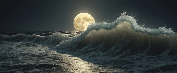 Fotobehang Ocean waves and the Moon © KarlitoArt