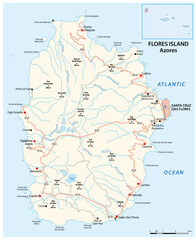 Roadap of the Portuguese Azores island of Flores