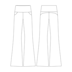template bootcut legging with pocket vector illustration flat design outline clothing collection