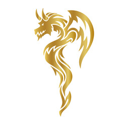 golden dragon isolated on white