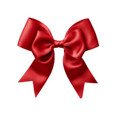 Red ribbon bow on a transparent background, ai technology