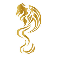golden dragon isolated on white