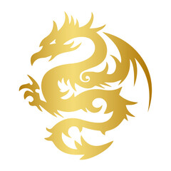 golden dragon isolated on white