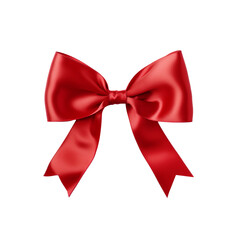 Fototapeta premium Red ribbon bow on a transparent background, ai technology