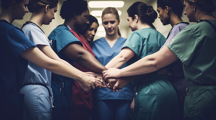 Collaboration of Compassionate Healthcare Professionals, A Tapestry of Nurse and Doctor Dedication, Unwavering Work Ethic, Tender Care, Profound Empathy - obrazy, fototapety, plakaty