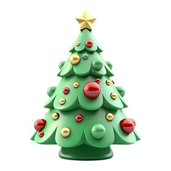 3d Cute Christmas tree on white background.