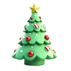 3d Cute Christmas tree on white background.
