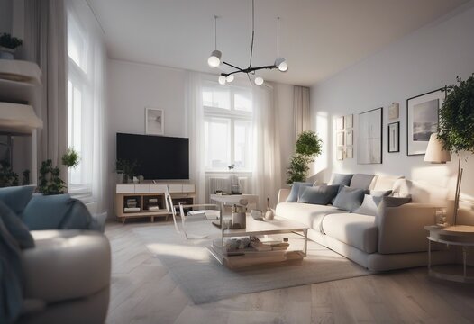 White Apartment panorama 3d