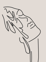 Outline portrait of woman in contemporary abstract style.