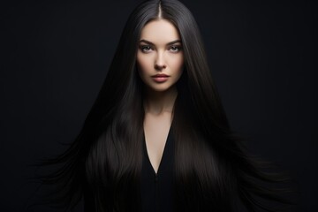 A Captivating Portrait of a Woman with Mesmerizing Black Hair