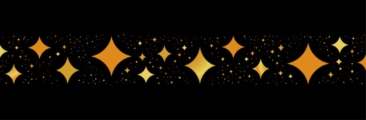 Bannière festive étoilée pour célébrer la nouvelle année - Vecteur éditable autour des fêtes de fin d'année - Célébrations - Jour de l'an - Noir et doré - Couleurs festives et élégante, étoiles - obrazy, fototapety, plakaty