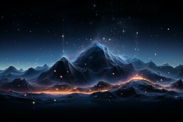 A glowing mountain mesh technology background - obrazy, fototapety, plakaty