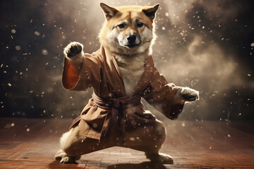 Obraz na płótnie Canvas dog practicing martial arts