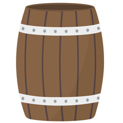 Flat illustration of wood barrel icon isolated on white background.