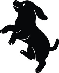 Silhouette of Beagle puppy jumping and playing with details