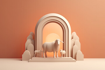 3d Eid Al Adha, Sheep Symbol, AI Generated