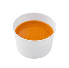 pumpkin cream soup isolated on white