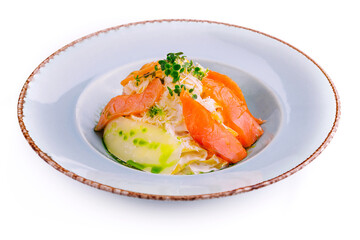 plate of pasta and smoked salmon