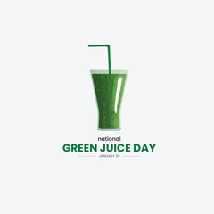 national green juice day. Green juice glass vector illustration. 