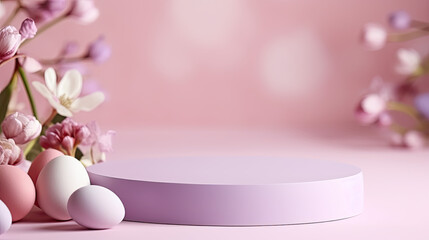 Table with Easter eggs,  product display, Easter podium display 