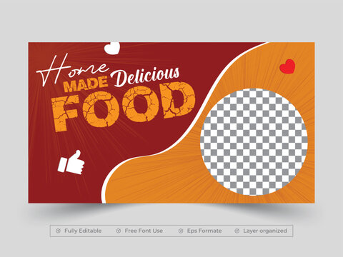 Delicious food social media youtube video thumbnail or web banner template
