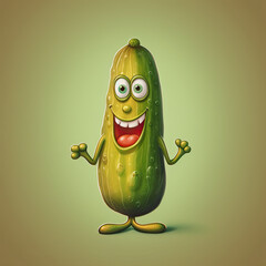 3D Illustration of cucumber  character that is drawn in cartoon style, AI Generated
