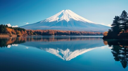 illustration of japanese mountain landscape background, mount fuji japan vector style background...