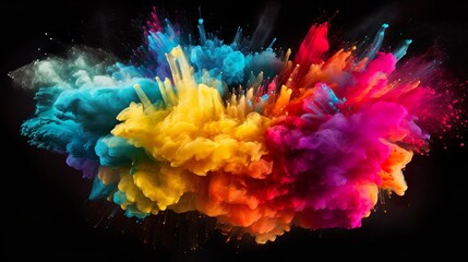 Fototapeta na wymiar Colorful pink red rainbow smoke paint explosion, color fume powder splash, motion of liquid ink dye in water isolated on white background