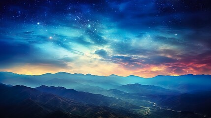 Fototapeta premium Night sky - Universe filled with stars, nebula and galaxy seen in forest