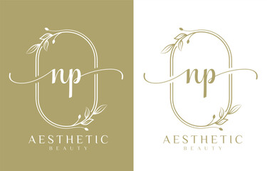 Letter NP Beauty Logo with Flourish Ornament © Milli Graph