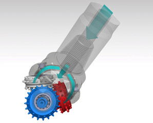 Tricone drill bits 3D illustration