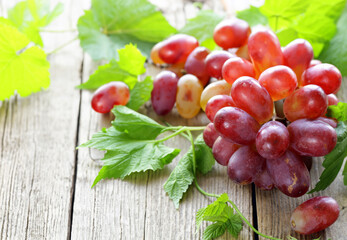 organic fresh grapes on wooden table
