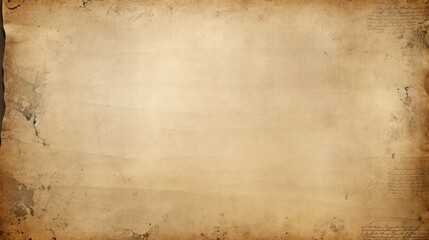 Old brown paper parchment background with distressed vintage stains and ink spatter and white faded shabby center, elegant antique beige color - obrazy, fototapety, plakaty