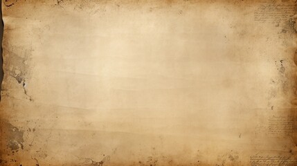 Old brown paper parchment background with distressed vintage stains and ink spatter and white faded shabby center, elegant antique beige color