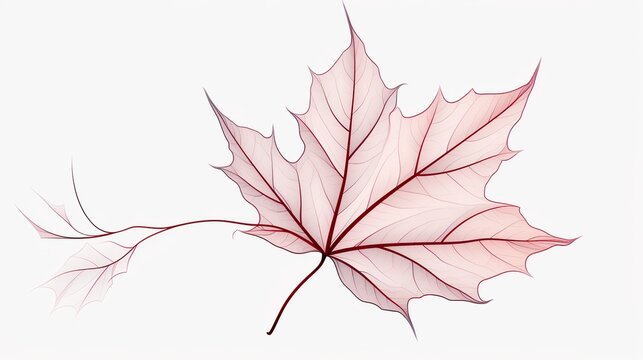 translucent red maple leaf on white clip art preview