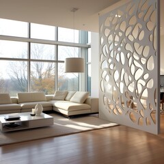 partition in a modern living room natural light