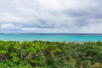 Lnadscape view from the Tamatorizaki observatory on Ishigaki Island in Okinawa Prefecture, Japan