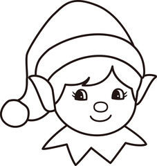 Cute retro Christmas elf head outline