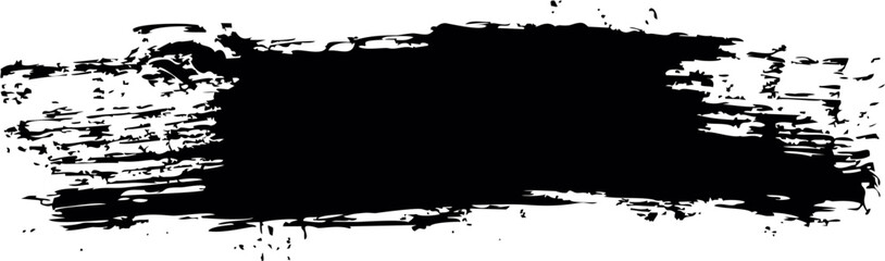 Long grunge background for text. Black vector brush strokes. White background. For banner and card