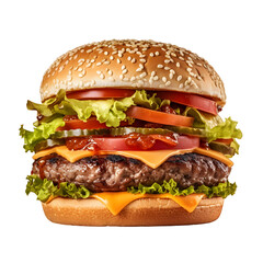 Burger with meat isolated on transparent background