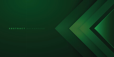 modern dark green abstract background with triangle lines and realistic shadows