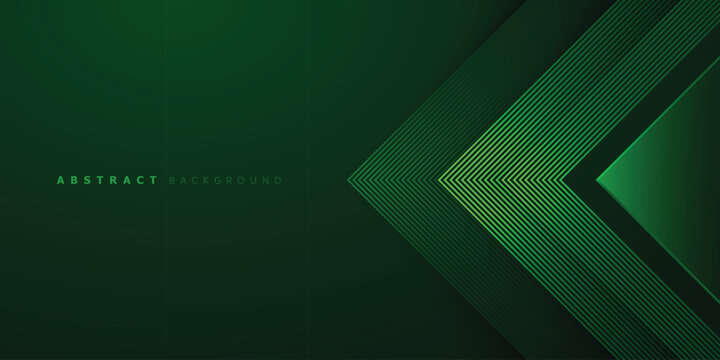 modern dark green abstract background with triangle lines and realistic shadows