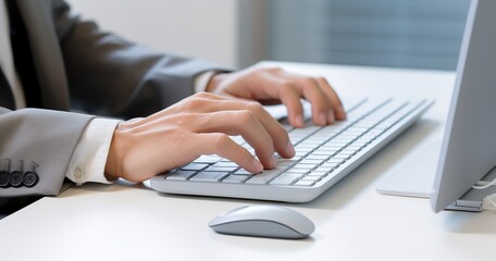 The Productivity Guru's Sanctum: A Person Typing on a Computer Keyboard at a Desk