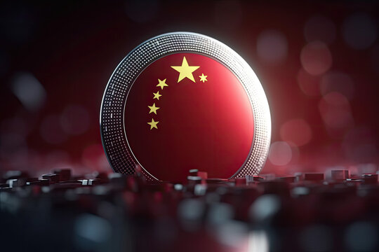 3d minimalist China flag bokeh background Generative AI