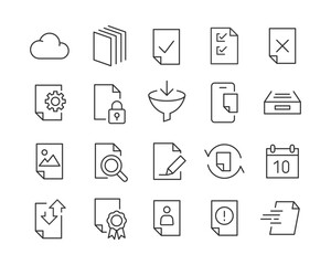 File Management - Line Icons - Vector Icons Set
