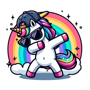 licorne qui dab style cartoon
