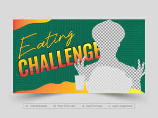 Eating challenge cover banner youtube thumbnail social media template