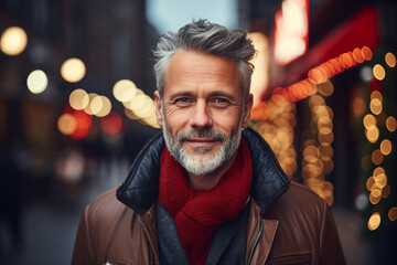 Obraz premium Happy people celebrating christmas holiday festive atmosphere Generative picture portrait